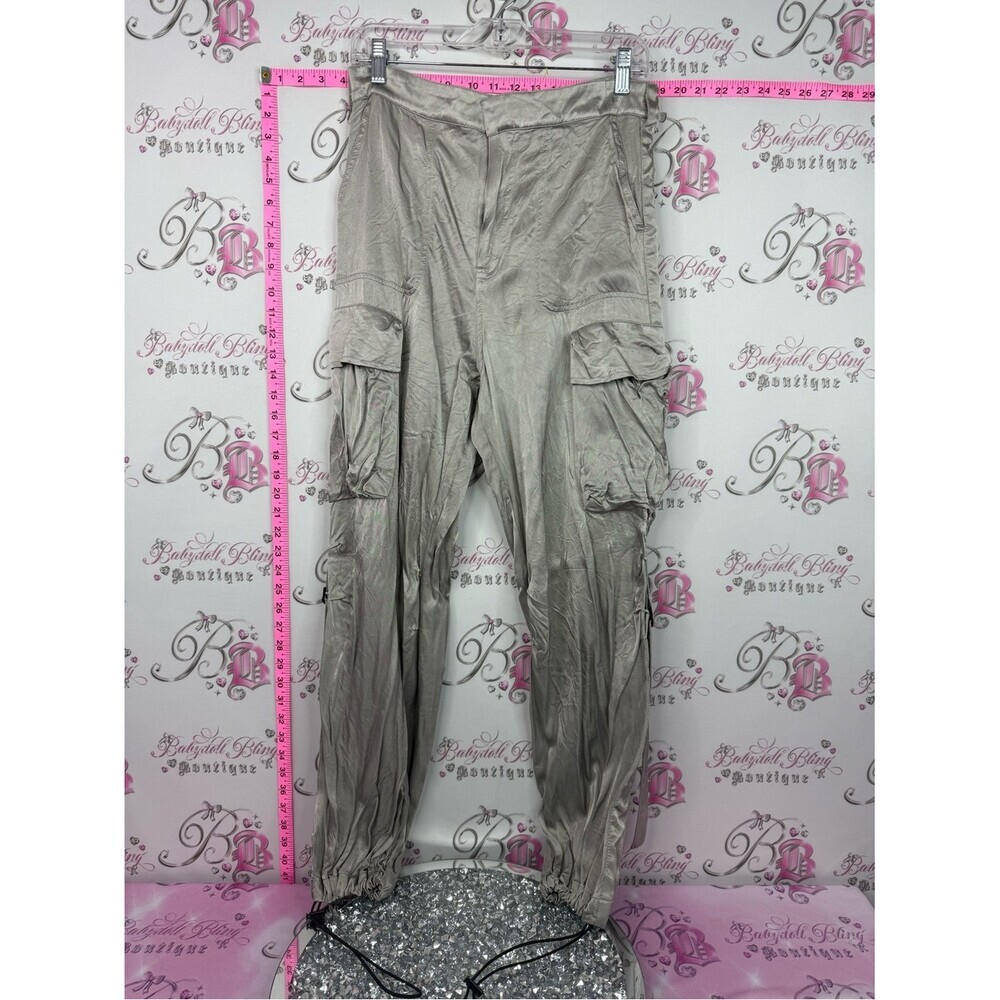 Zara pants shiny silver Cargo Pants — Light Taupe